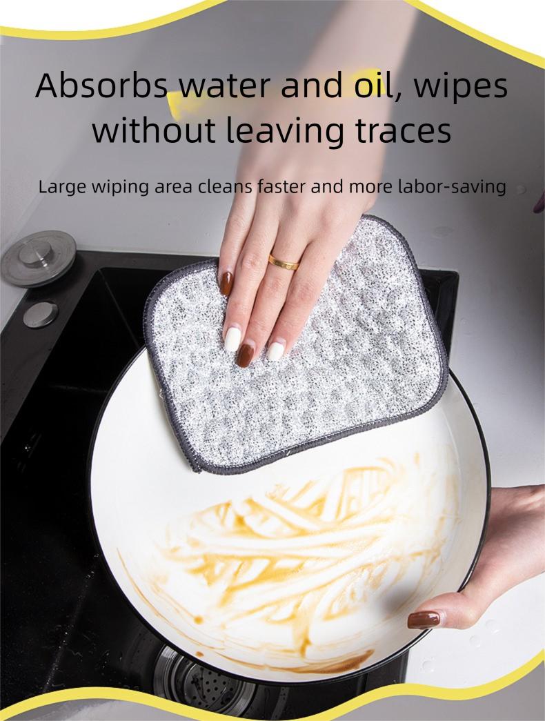 PSOS Multipack Multipurpose Non-Scratch Wire Dishcloths 5Pcs Silver 2-Layer Reusable Dishwashing Rags for Wet & Dry Use Sinks Pans Dishes Fathersdaygift Set