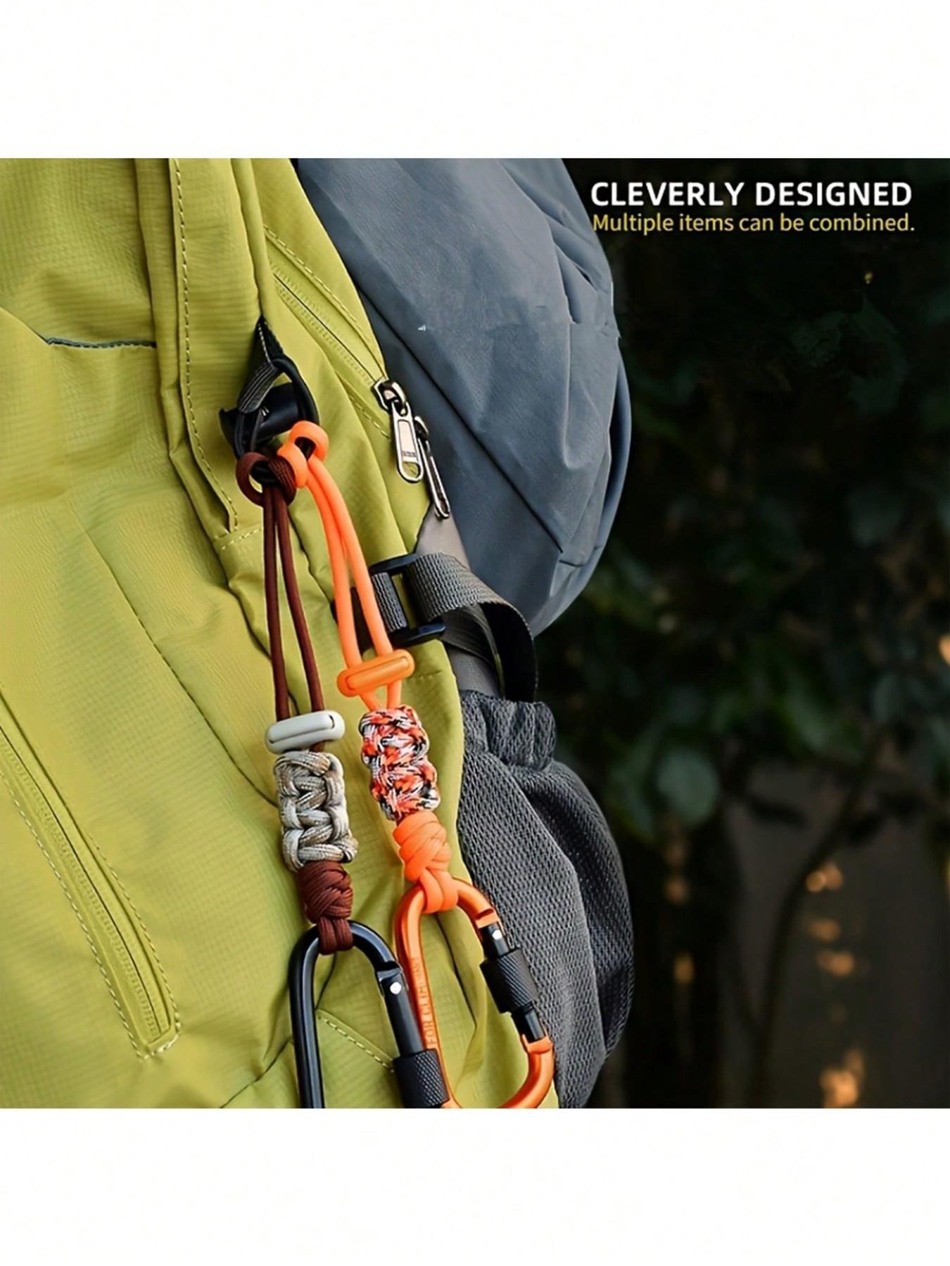 Multifunctional Outdoor Camping Accessory, Durable Braided Rope Keychain With Anti-Loss Strap And Water Bottle Hook, Rope Carabiner, Multi-Functional Hiking Backpack Buckle, Portable Water Bottle Lanyard For Hiking, Camping, Cycling, Beach, Etc