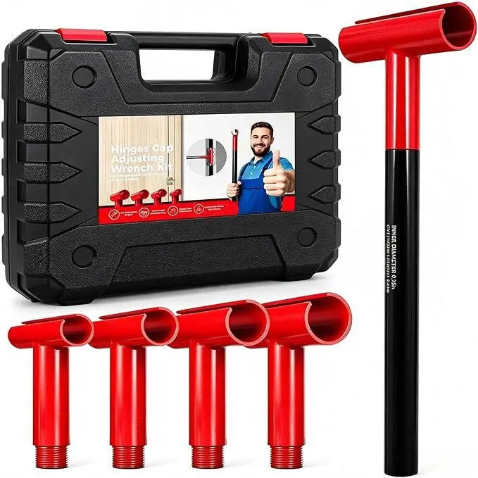 5 Piece Set 4-in-1 Door Hinge Adjustment Tool Kit - Heavy-Duty Corrosion-Resistant Coating, 0.55in Multi-Size Gap Adjusting Wrench, Contractor & Residential Use, Includes Free Screwdriver Set