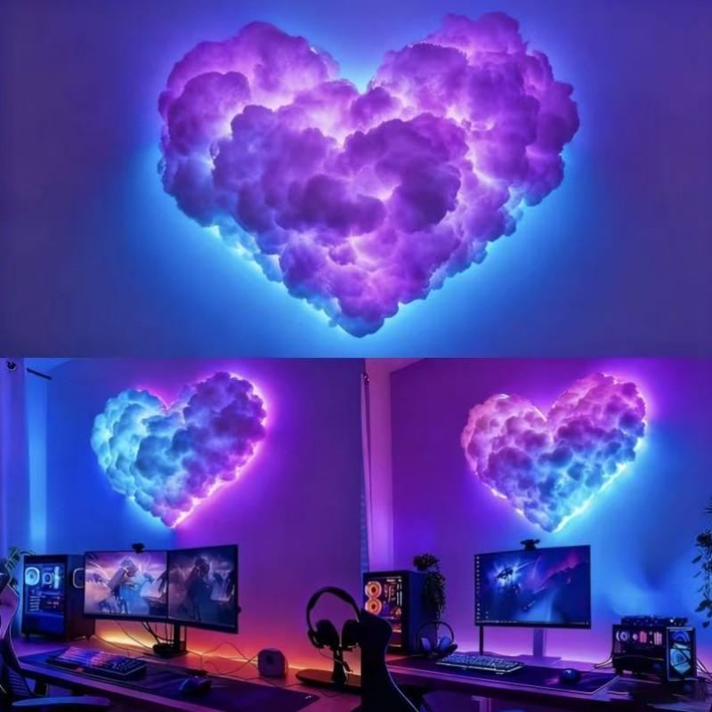 RGB Cloud Light DIY Thunder Effect USB Powered Easy Installation Indoor Decorative Light for Bedroom Living Room Game Room Cafe Music Sync Flashing Christmas Dj Party