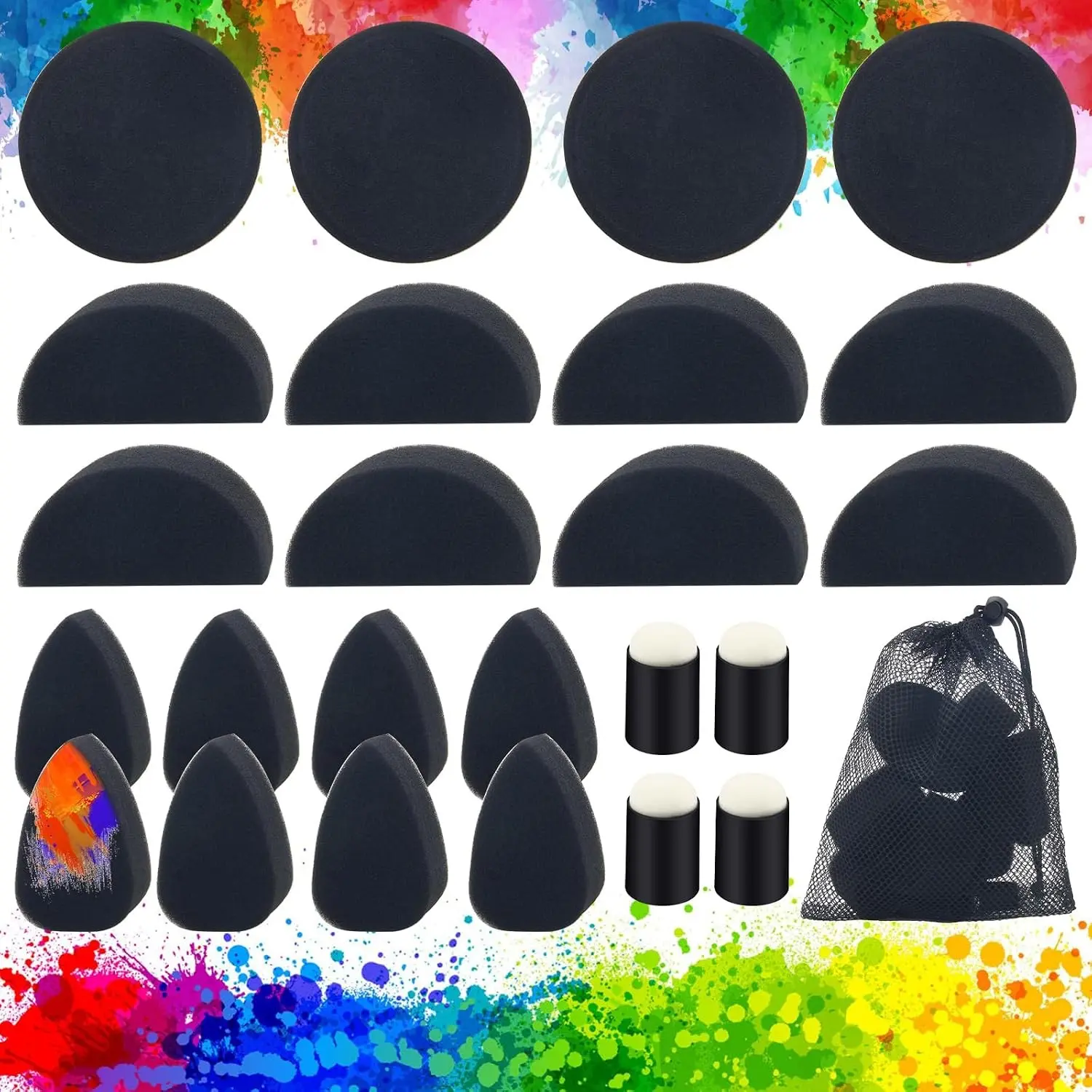 24+1 Pcs Face Paint Sponges Kit, Art Work Body Painting Sponge