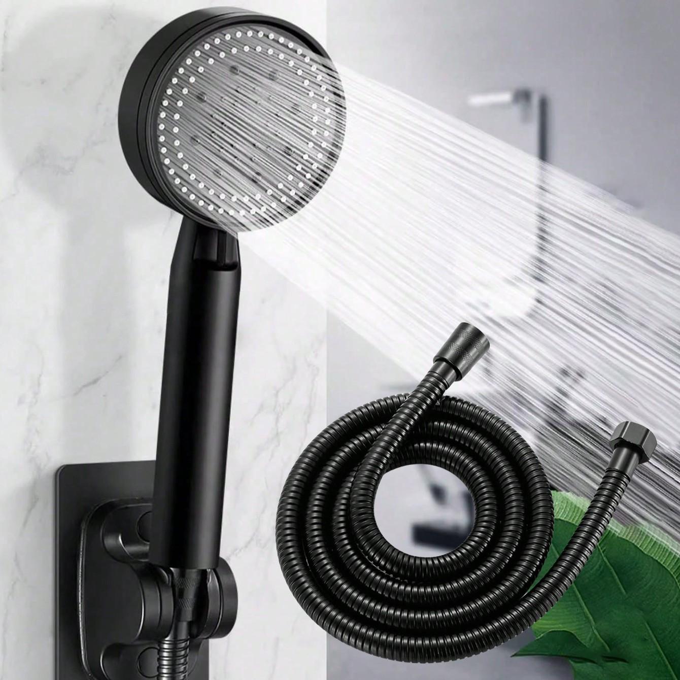 Shower Head Set with Hose and Base, No Drilling Installation, 150cm Long Shower Accessories, Easy Assembly, Bathroom Essentials