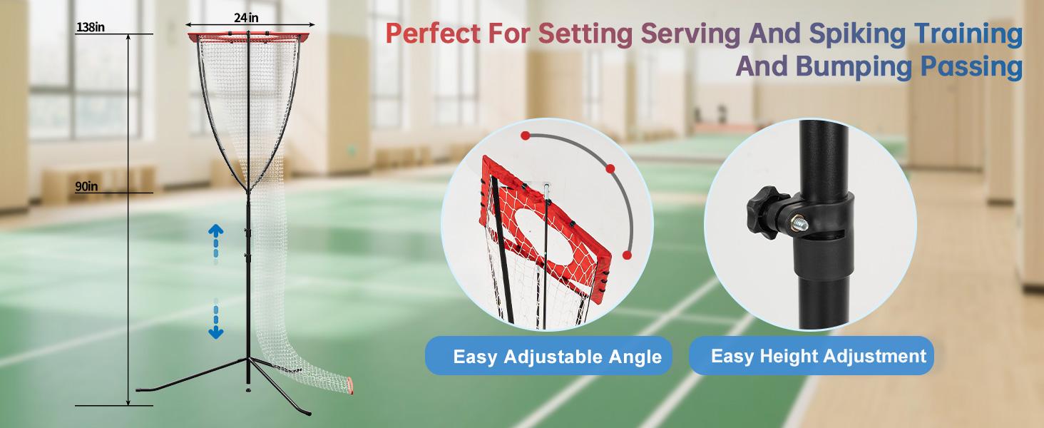Volleyball Setter Training Net – Adjustable Height & Angle, Heavy-Duty Portable Frame for Indoor/Outdoor Setting, Serving & Spiking Practice