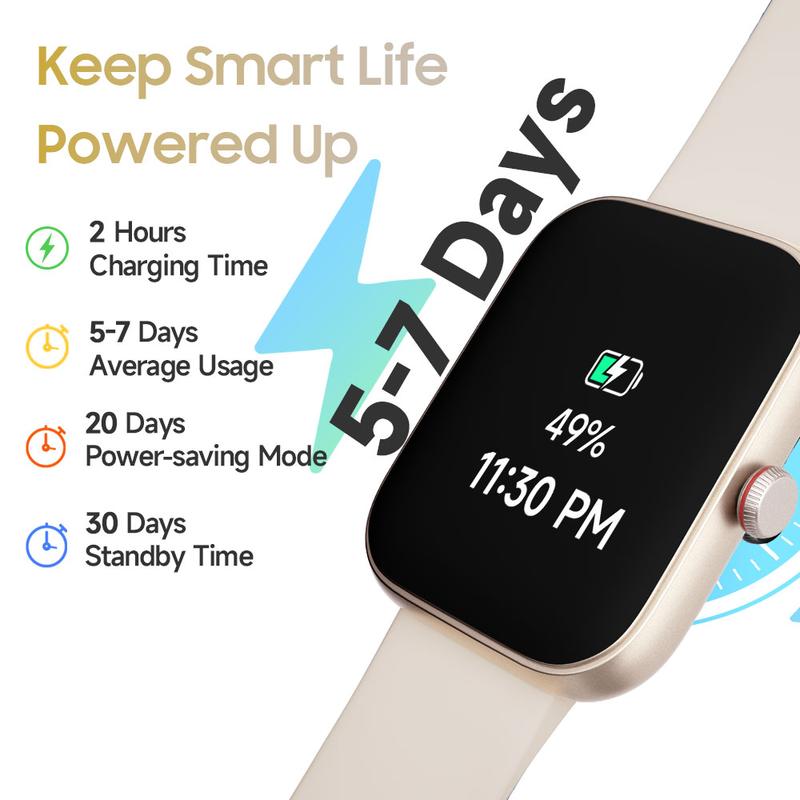 TOOBUR Fashion Smart Watch For Women Men，Fitness Sport Watch with Step Counter/Sleep Tracker/100 Sports Modes SmartWatch Compatible Android iOS