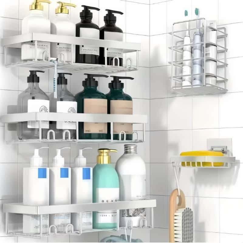 No-Drill Bathroom Shelf, Space-Saving Storage Solution, Perfect for Toiletries & Cosmetics, Easy Installation, Durable Design