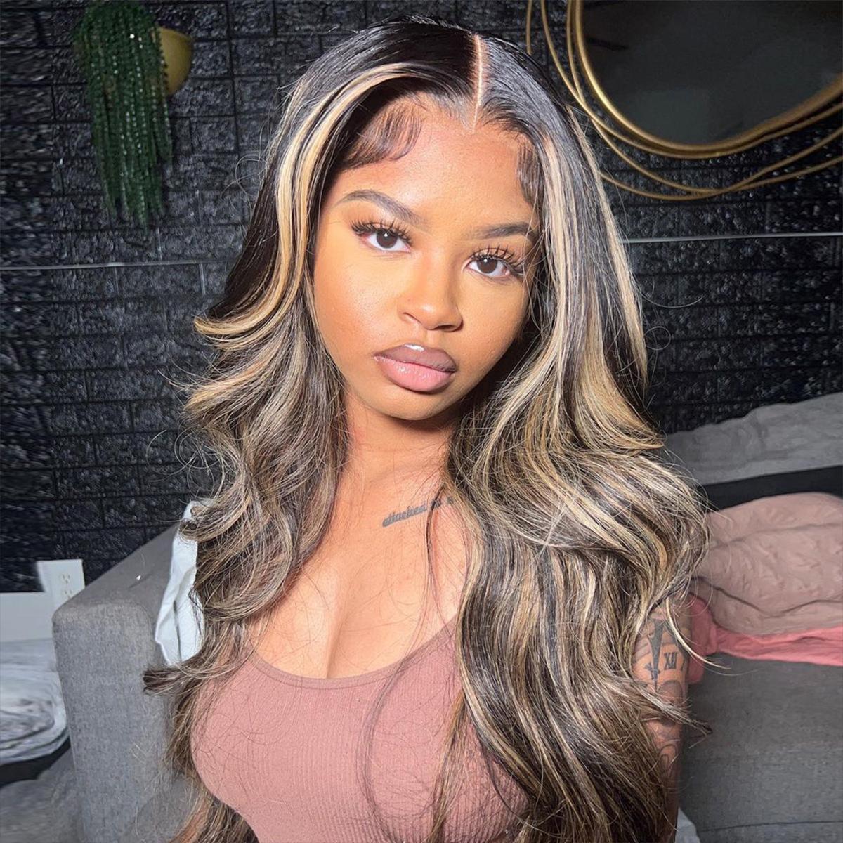 Mscoco Hair Balayage Honey Blonde Highlight Human Hair Wig Glueless Pre Cut 6x5 Wear And Go 1B 22 Body Wave HD Lace Wig