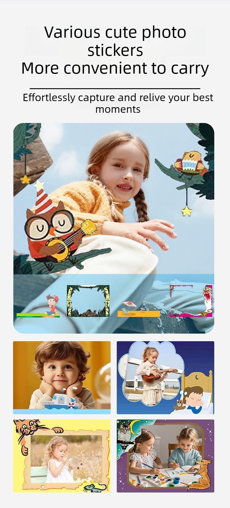 Kids Instant Print Digital Camera, Shoot & Print Instant Color Photos, Cute Photography Toy Perfect Birthday Gift for Little Girls#