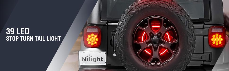 Nilight 2PCS 39 LED Universal Stop Turn Tail Light for Truck Trailer Boat Jeep, 12V Stud Mounted Red/White Lamp nilight truck light bar  dealsforyoudays