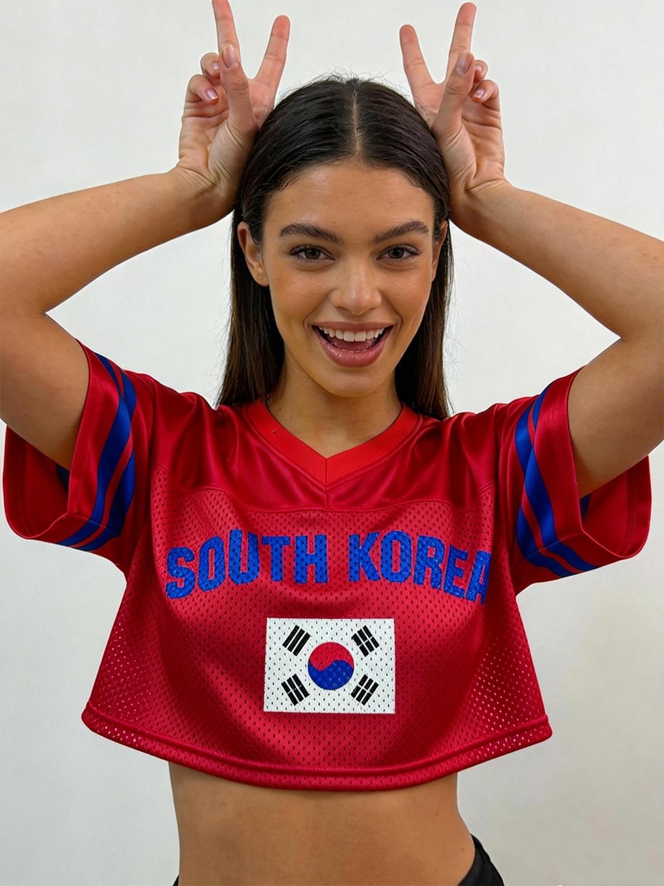 Women's Germany/Brazil/USA/Argentina/France/South Korea/South Africa/Netherlands/Mexico/Portugal/Japan/Uruguay/Spain/Italy/England Soccer Jersey | 2026 World Cup Country Crop Top | Football Fan Game Day Shirt