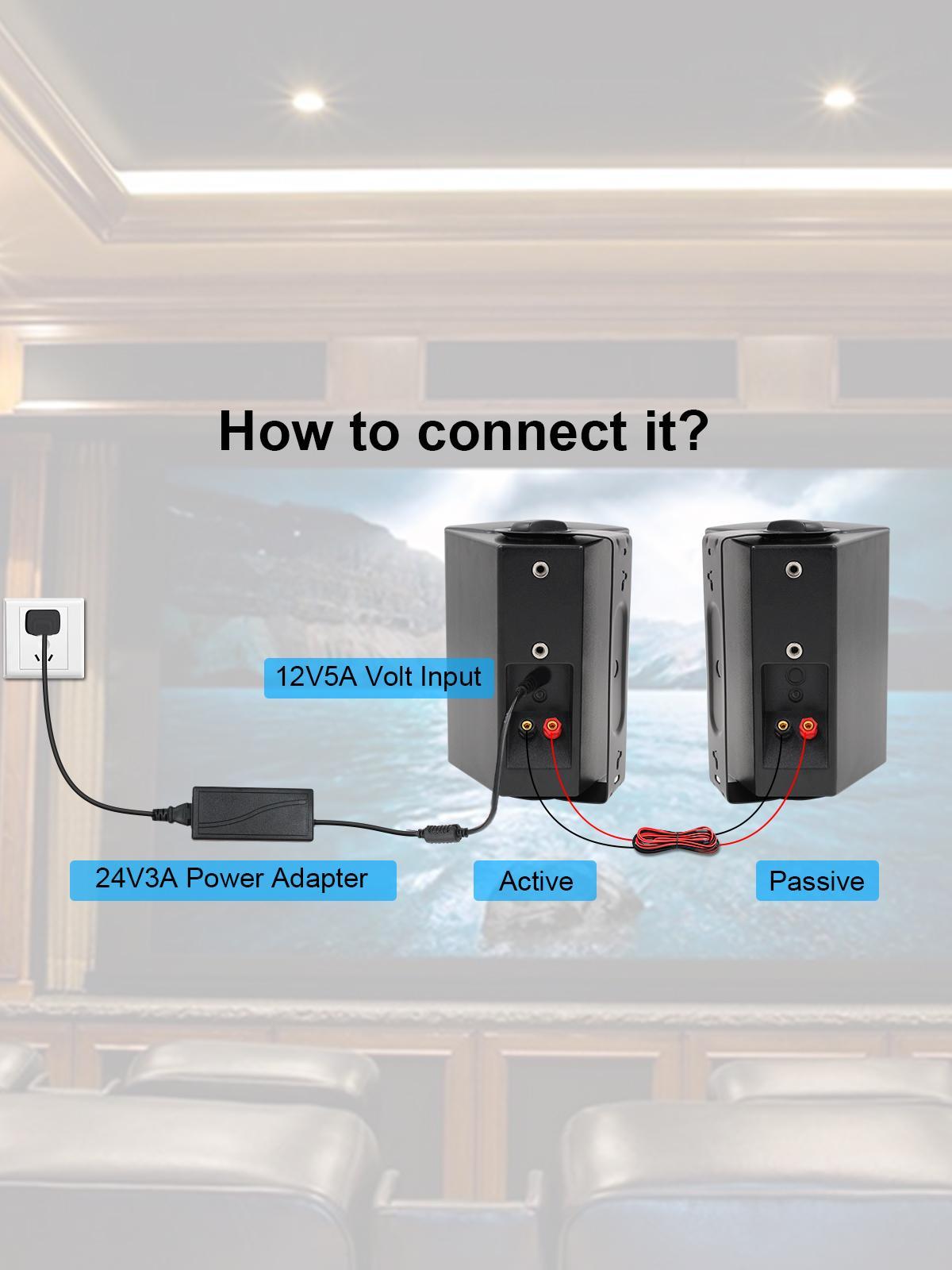 Herdio Wireless Bluetooth Connectivity, Stereo Audio Kit for Android/IOS Devices, Waterproof Material, For Outdoor Wall Mounting (Pair, Black/White)