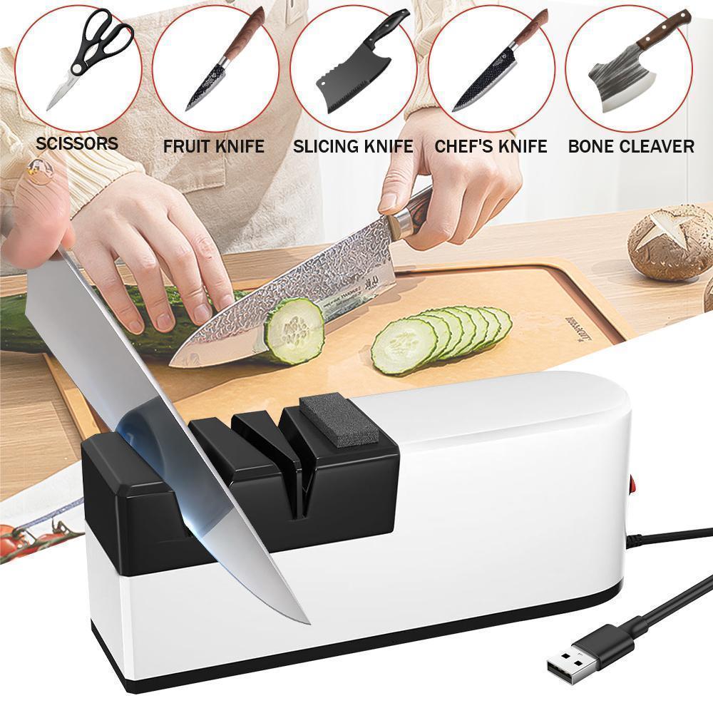 Electric Knife Sharpener USB 4-Stage Automatic Knife Sharpening Tool for Kitchen Knives, Fast Blade Repair & Polishing for Home & Professional Use#fathersdaygift