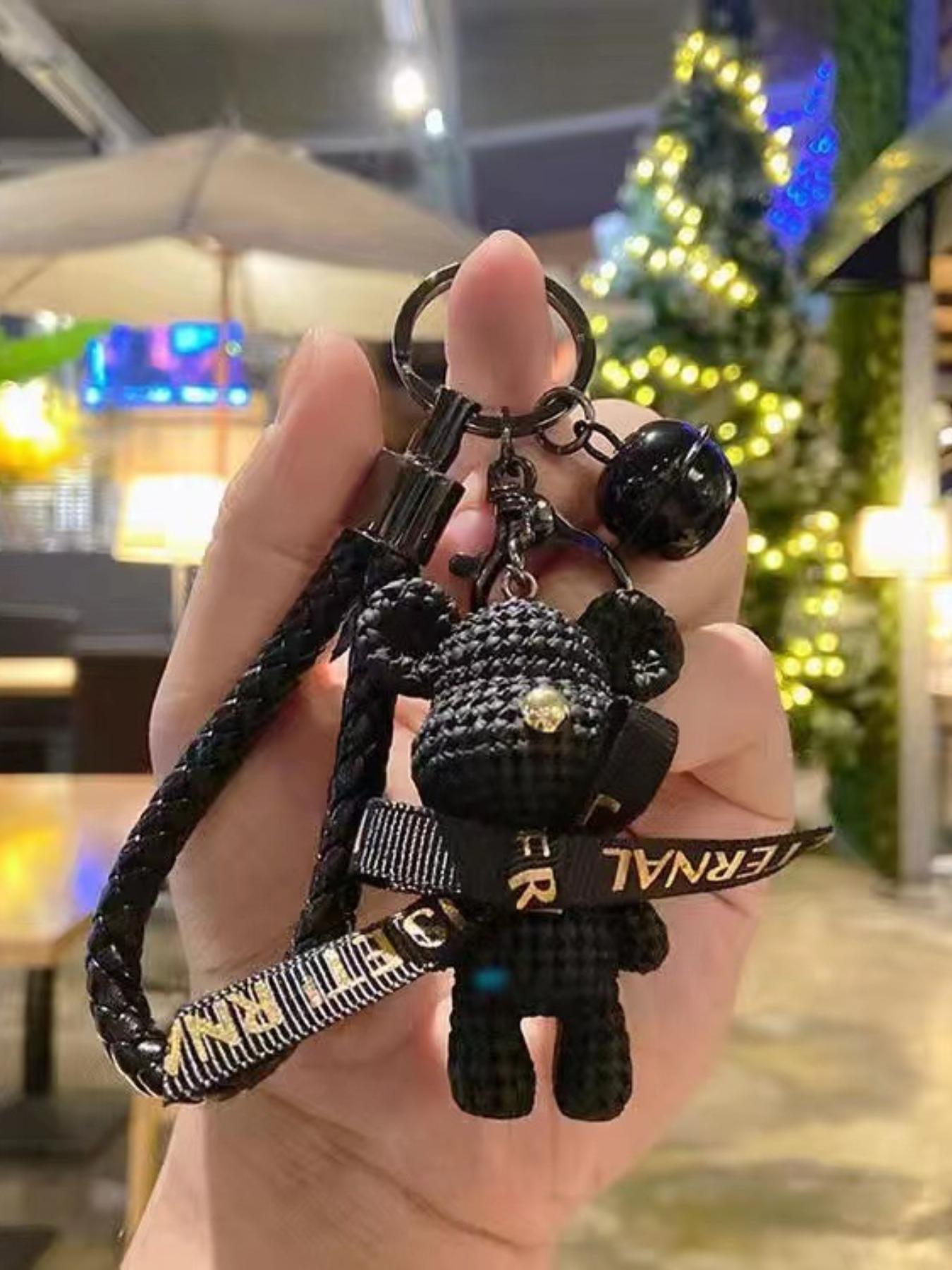 Trendy Yarn Bear Keychain, Cute Cartoon Character Backpack Charm, Girls' Car Key Ring, Romantic Couple Pendant Gift, All Seasons Accessory