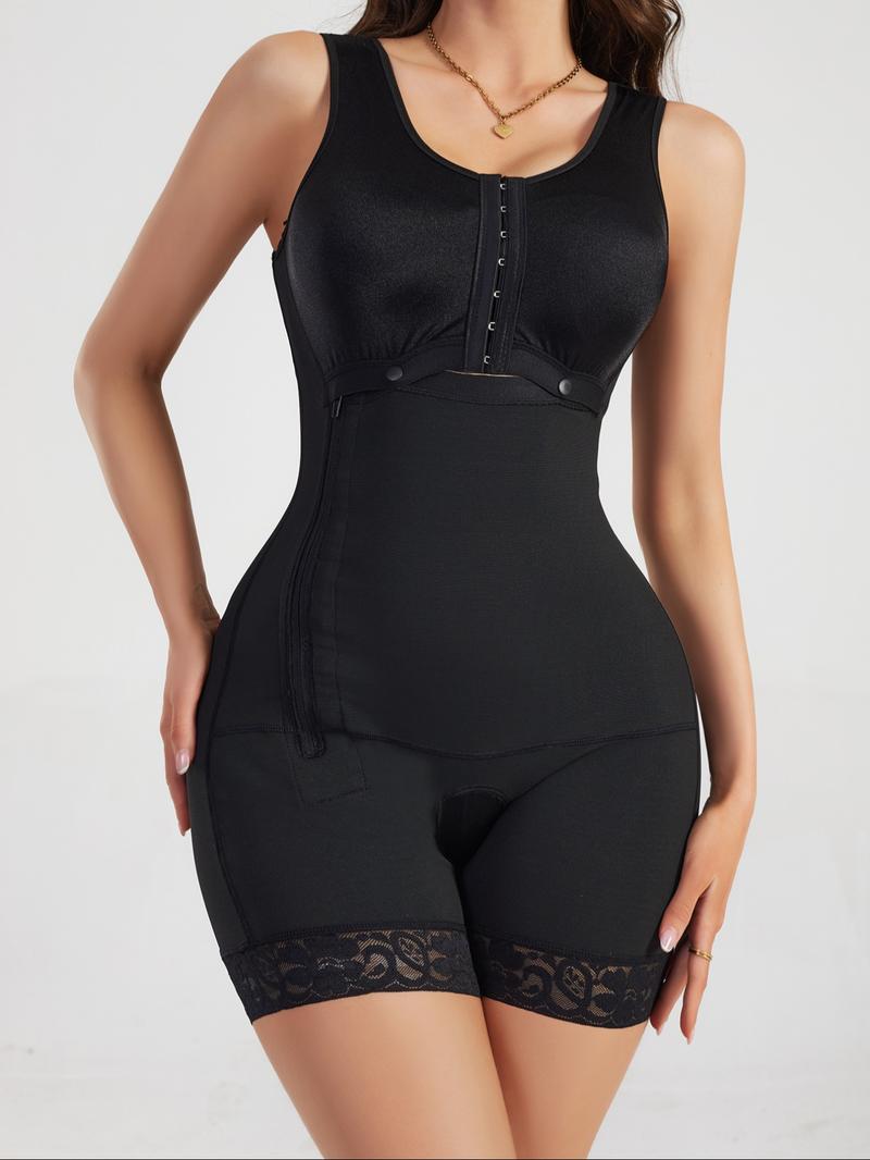 Women's High Waist Shaping Jumpsuit with Side Zipper and Buttons, Tight Fit Slimming Design, Stylish All-In-One Bodysuit