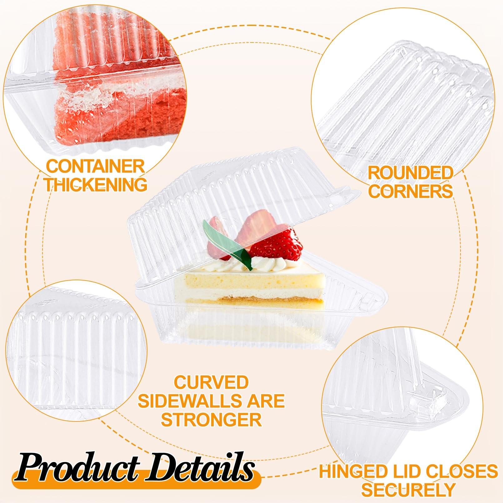 50/100pcs Cake Slice Containers, Triangle Cake Boxes, Transparent Plastic, Hinged Lid, Cheese Cake Removal, Flip Top Packaging, Bakeware