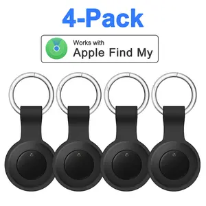 Air-Tags 4 Pack Item Finders Smart Tracking Tag with Apple Find My APP, 4 Silicone Holders, Track Keys, Wallet, Luggage, Backpack, Super Lightweight