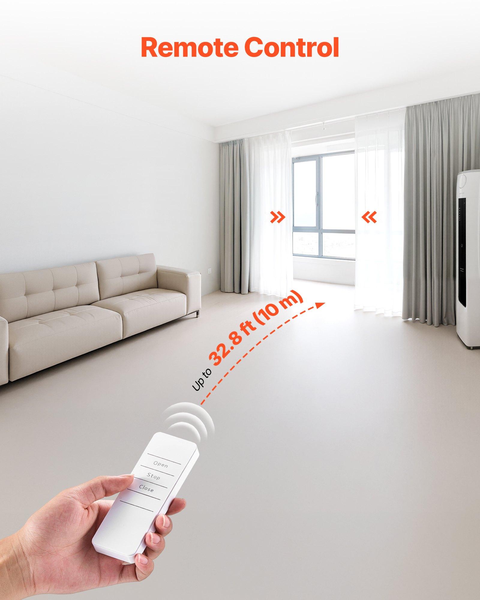 VEVOR Automatic Curtain Opener, 2 Pack, APP and Remote Control, Hub Included, Electric Smart Curtain Opener Compatible with Alexa and Google Home, Timed Opening and Closing, for Roman Rods, U/I Rails