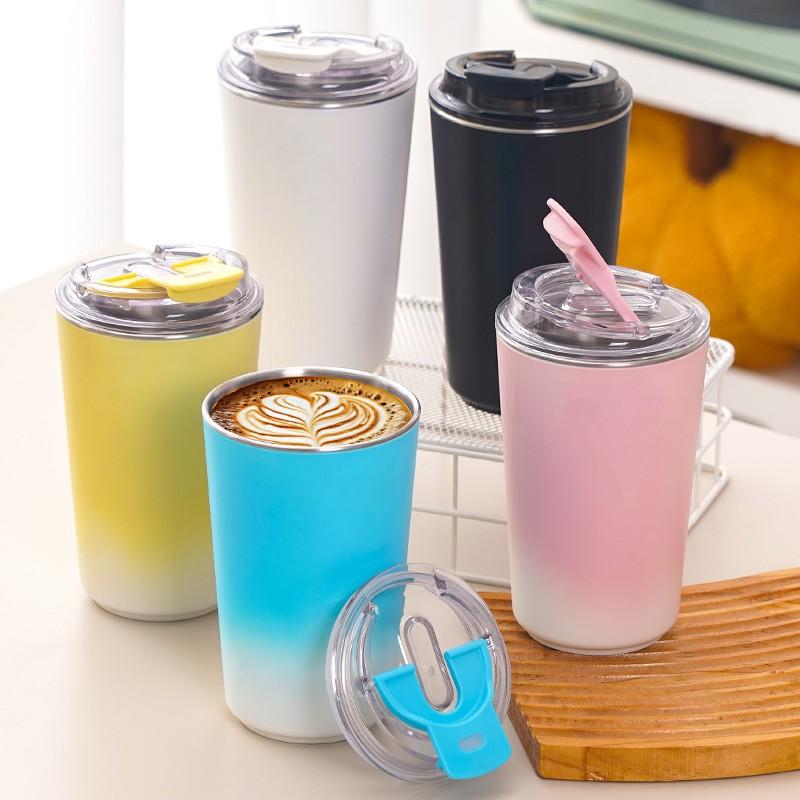 304 Stainless Steel Coffee Cup with Straw, American Cold Hot Water Cup, Office Mug, Car Portable Travel Cup, Mkb20260407
