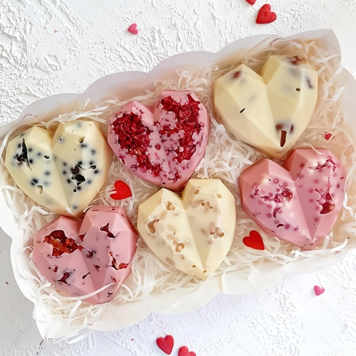 1pc 8-Cavity Diamond Heart Silicone Mold Valentine’s Day Chocolate Candy Mousse Cake Bomb Mold for Baking Heart Shaped Soap Making Mold