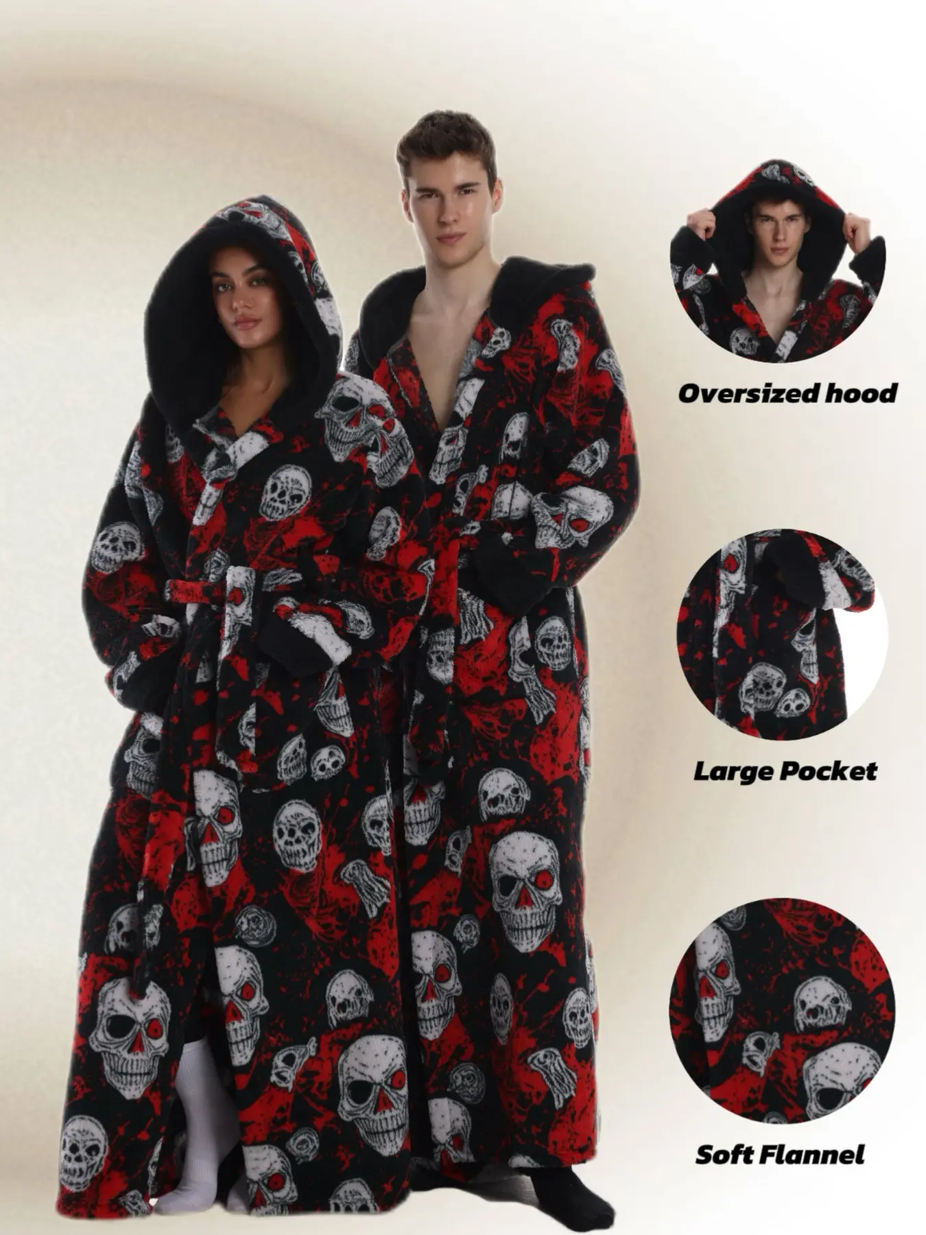 Cross-Border Leopard Print Hooded Long Sleeve Bathrobe, Elegant Belt, Large Pockets, Unisex, Soft and Thick, Home Luxury Essential