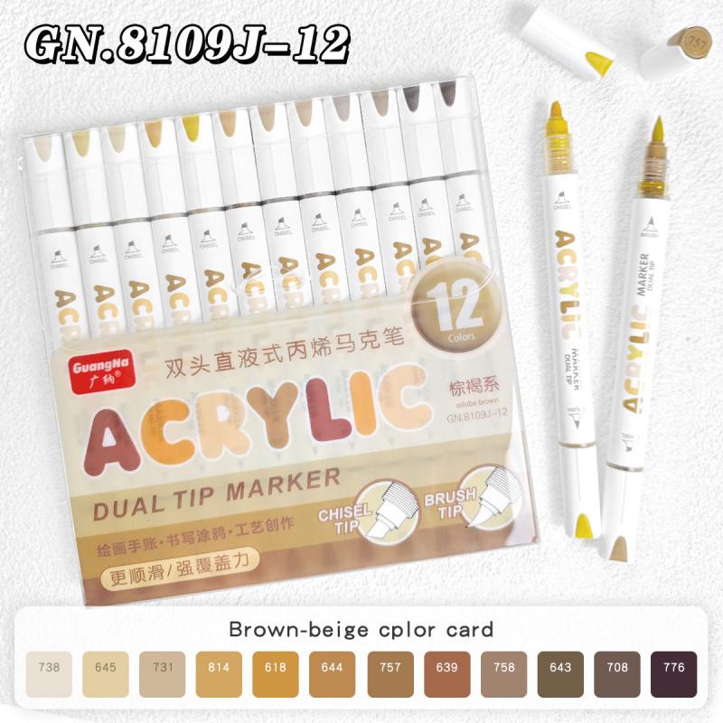 Acrylic Paint Pens Dual Tip Brush & Chisel Tip, Art Color Set Acrylic Paint Markers Automatic Ink Control,for Rock Painting,Ceramic,Wood, Canvas,Glass, Stone,Fabric,Card Making,DIY & Art Supplies, Acrylic Art Kit