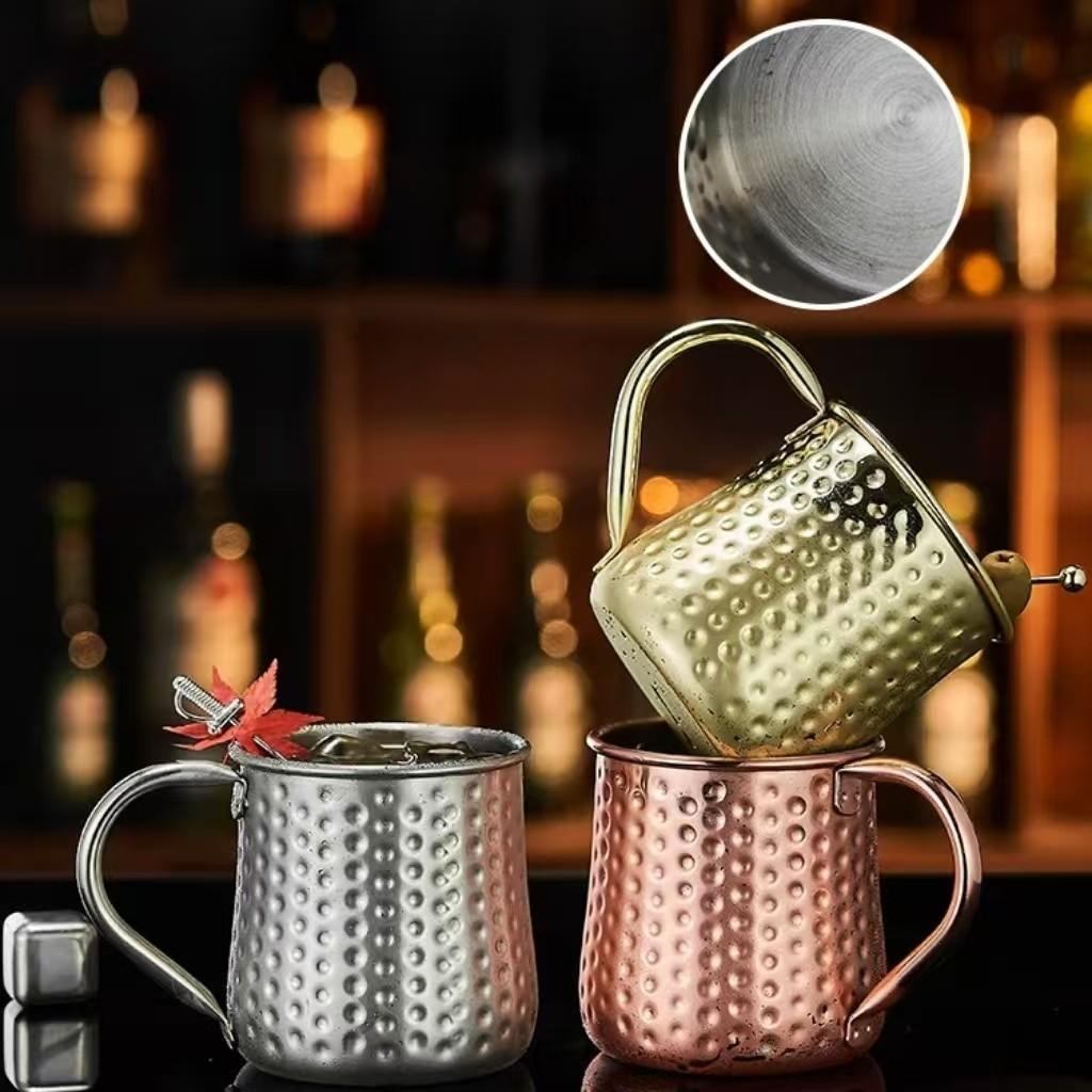 17oz 2026 New Model 304 Stainless Steel Moscow Mule Cup, Hammered Pattern, Large-Belly Cocktail Glass, Cafe/bar Fashion Wine Glass
