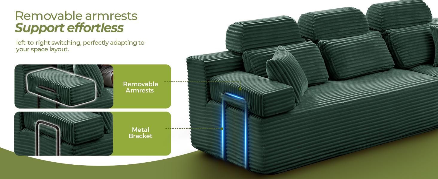 【2 Packages Shipping】104" Modular Sectional Couch with Chaise, L-Shape Oversized Cloud sofa Couch,Corduroy Cloud Velvet Boneless Couch for Living Room, Sofa in A Box, No Assembly Required