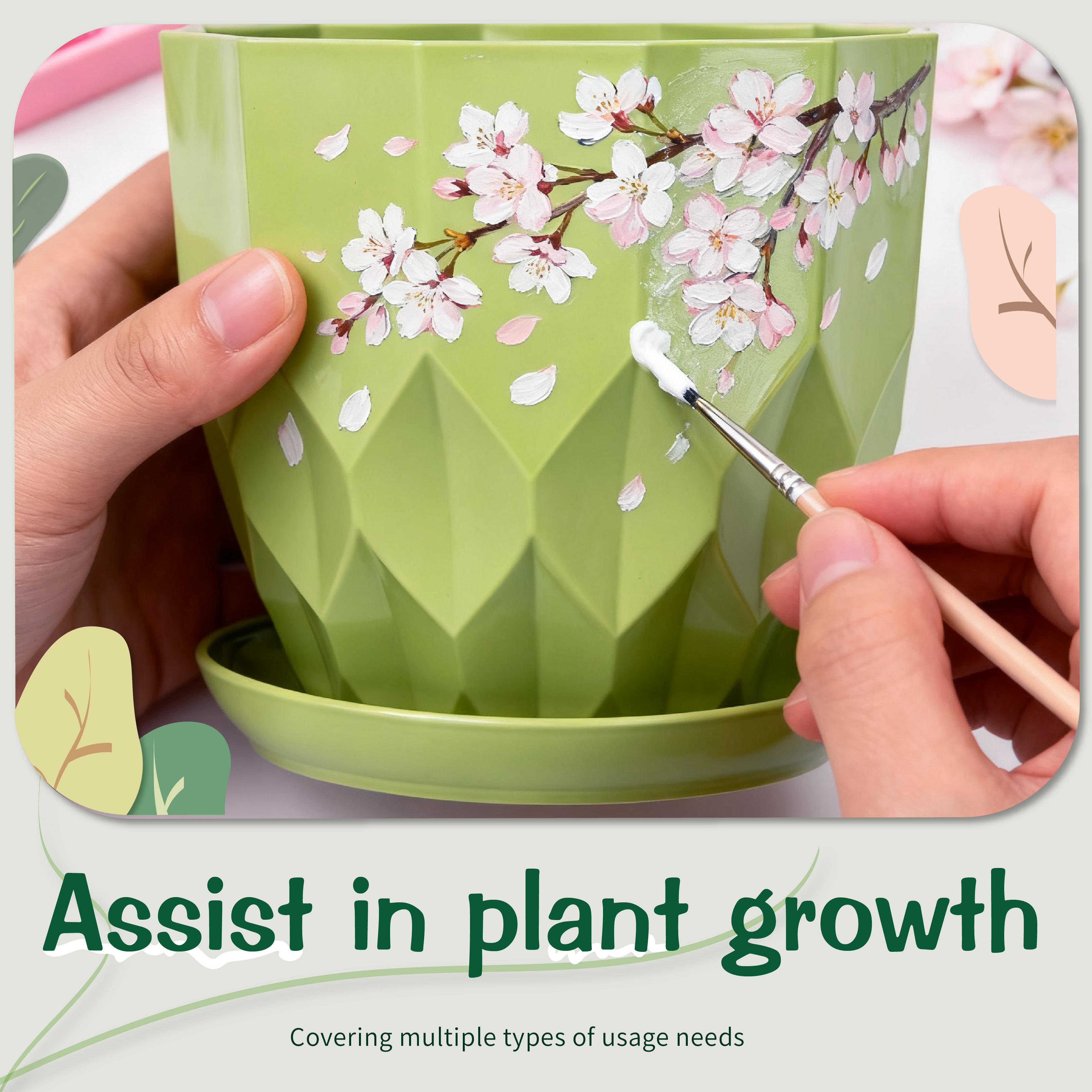 Plant Pots 8.2/7.0/5.8/4.3 Inch Self Watering Pots, Set of 4 Plastic Planters with Drainage Holes and Saucers,Plastic Flower Pots,Nursery Planting Pot for Indoor Out Door Plants