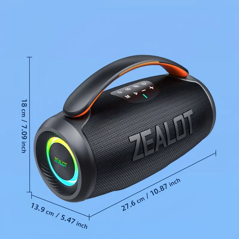 TENMIYA 7.4V 60W(Peak) Portable Bluetooth Speakers With Double Subwoofer Heavy Bass, Bluetooth 5.0 Wireless Speaker Support FM Radio, Small Stereo Sound System For Home, Party, Outdoor Travel