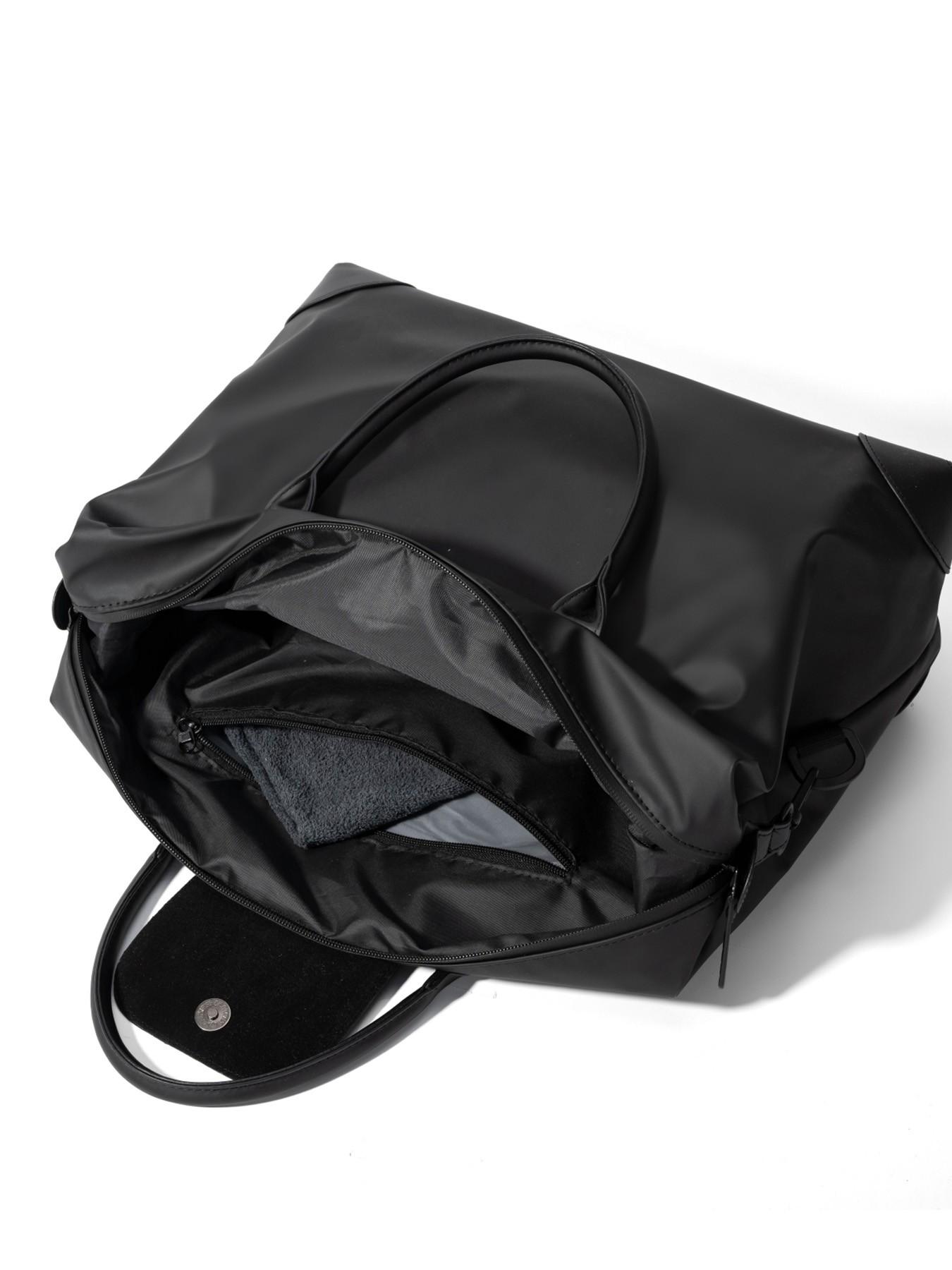 Men's travel tote bag, solid color handbag, zipper closure, fashionable and versatile, casual and simple, suitable for college students, school, business trips, travel, fitness, large capacity men's travel bag, Shoulder Totes