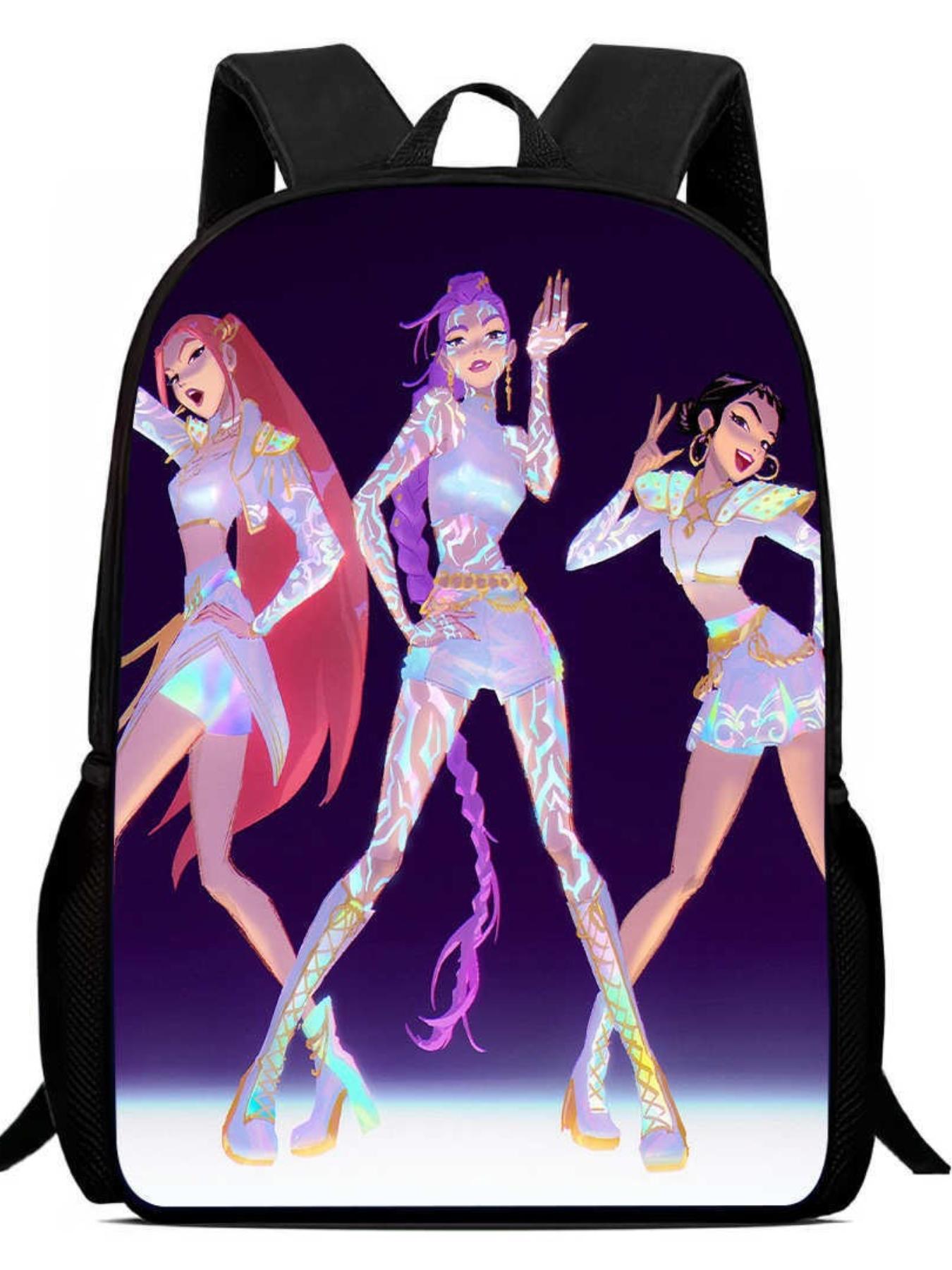 New K-Pop Demon Hunters Backpack, Cute Chibi Rumi Mira Nolly School Bag for Kids, Anime Bookbag for School & Travel