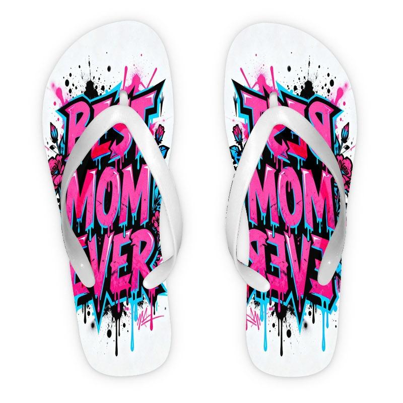 2026 Summer New Women's Flip Flops, Open Toe, Flat Heel, Multiple Colors & Sizes Available, BEST MOM EVER Graffiti Design, Ideal for Mother's Day/Easter/Holiday Gifting, All - Season Fashion Sandals, Dry - Clean Friendly, Trendy Women's Footwear