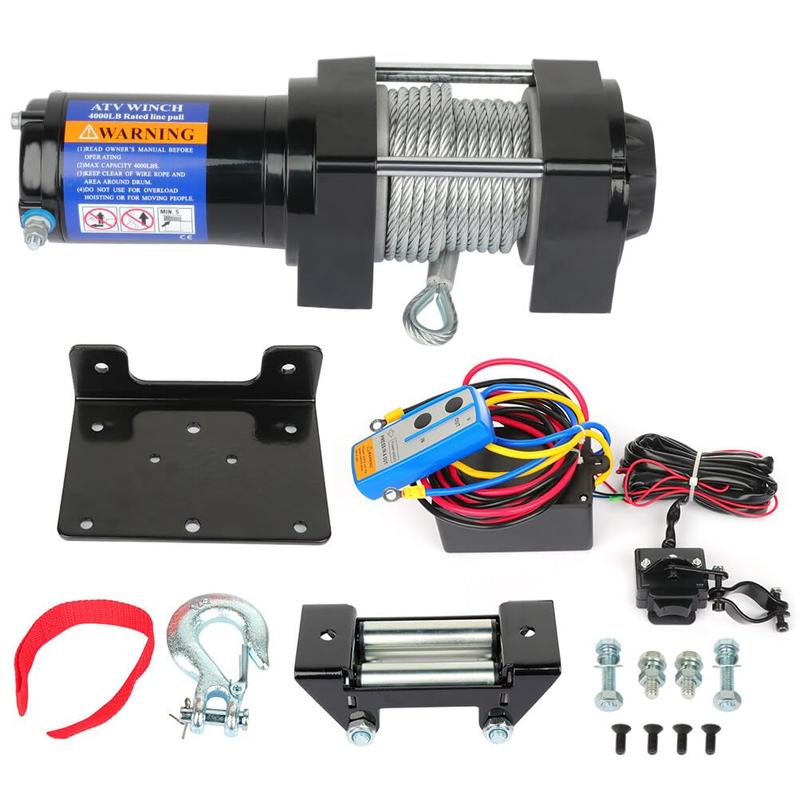 4000LBS Electric Winch 12V Towing Trailer Steel Cable Off Road w/Wireless Remote Waterproof with Remotes