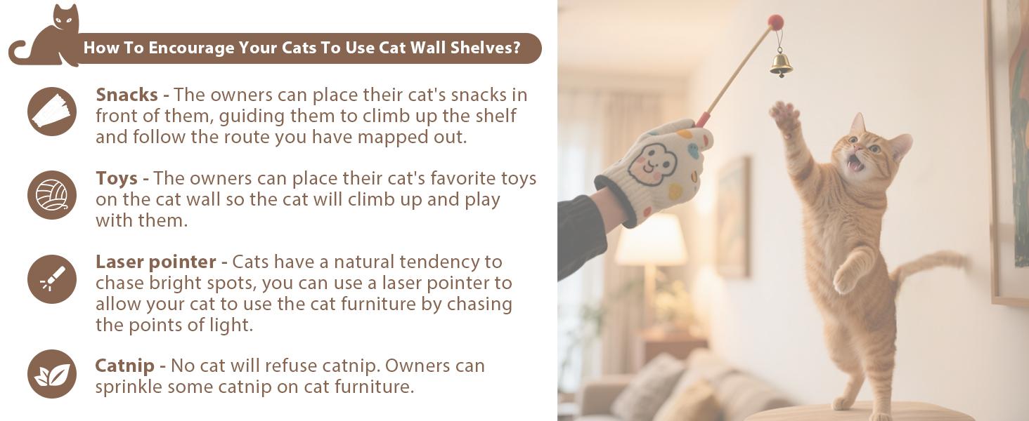 PUKAMI Cat Wall Shelves, Wooden Feline Furniture, 9 Pcs Set Wall Mounted Cat Shelves with Bed, House, Steps, Bridge Ladder and Scratching Post for Indoor Climbing, Sleeping, Playing