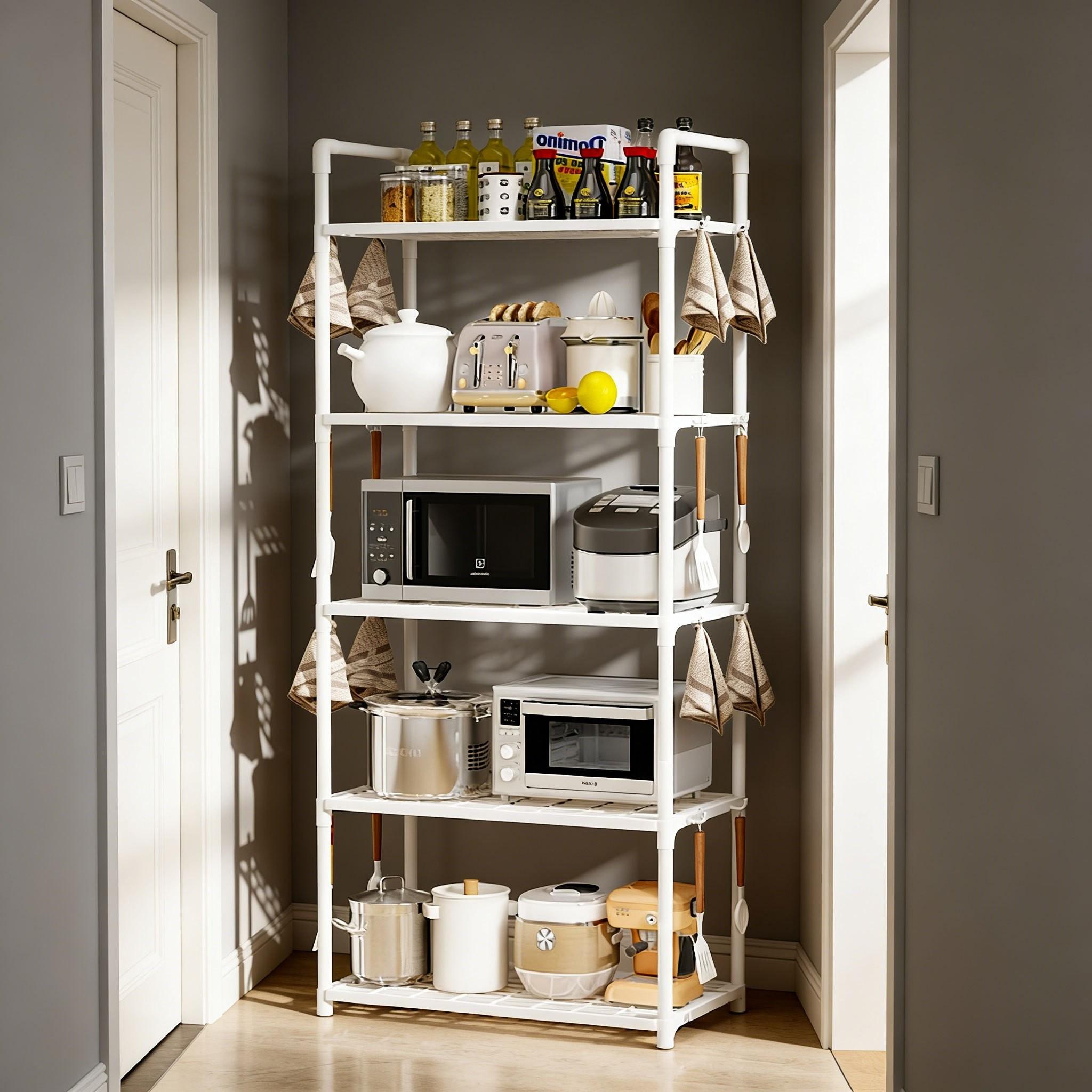 Adjustable Multi-Functional Shelf, Space-Saving Layered Structure, Ideal for Kitchen Bathroom Study Office Home Business