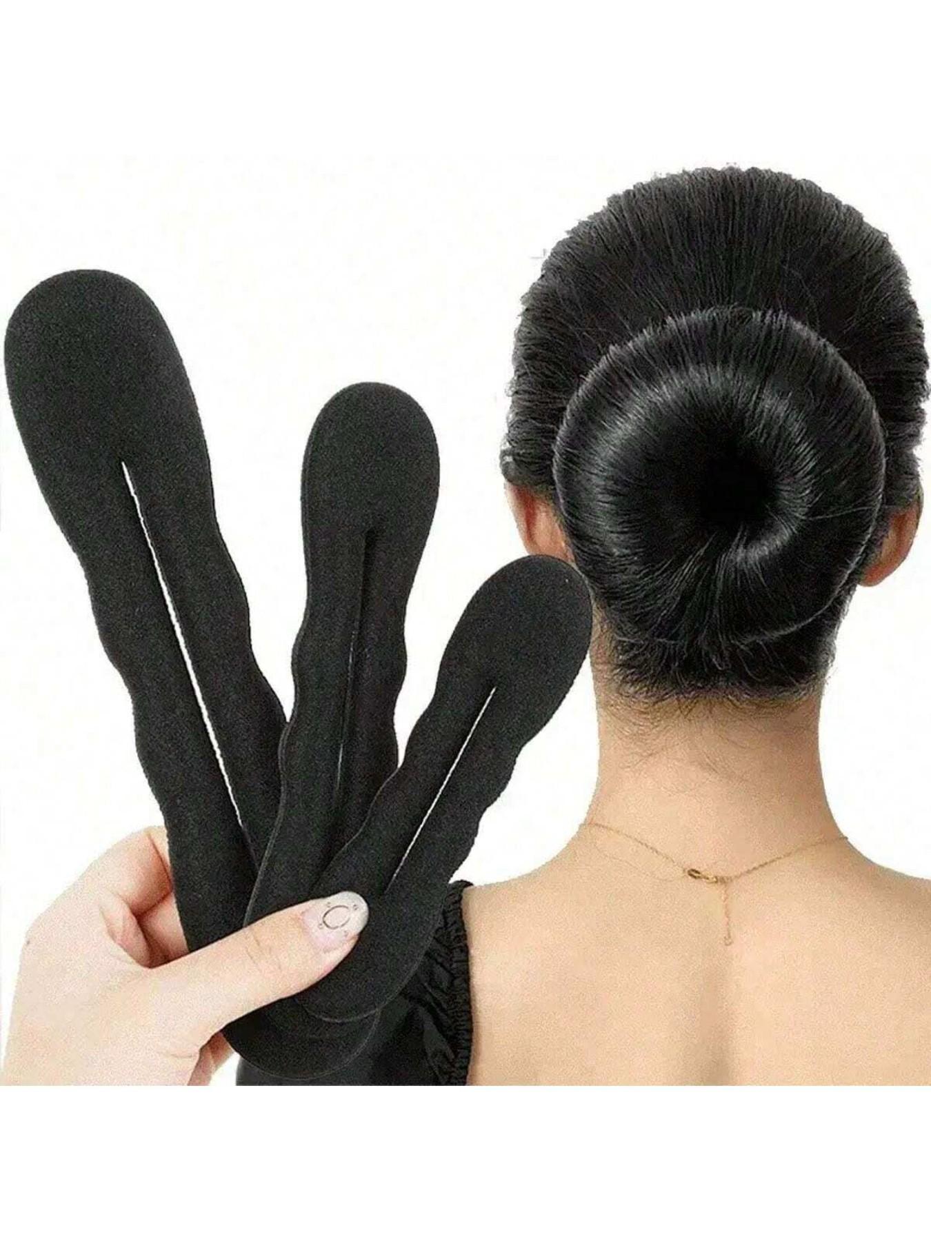 3/2/1pcs Boho Style Hair Bun Creators，Lazy Hair Curler Bun Clips Magic Beauty Hair Hairstyle Foam Sponge Donut Maker Ponytail Bun Maker - Non-Woven Fabric, No Power Needed, Perfect for Daily Use,Stylish Black Foam Rolls for Women,