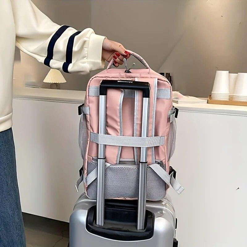 Large Capacity Waterproof Multilayer Travel Backpack with Shoe Storage, Casual Vintage Design for Daily Travel Use