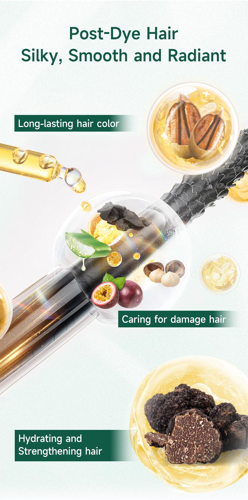 PYEONAN Unisex Bubble Hair Dye, Ammonia-Free, Natural Plant Extracts, 2-in-1 for Gray Coverage and Hair Care, Gray Hair Turns into Black or Dark Brown with Herbal Ingredients, No Bleaching, 10 Bags Hair Color 5.6 Oz./160g