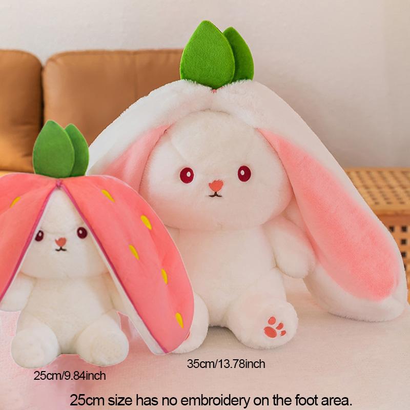 Fun Transform Rabbit Plush Toy, Multisize Options, Bedtime Doll, Sleeping Pillow, Easter Gift for Ages 6+, No Box Included