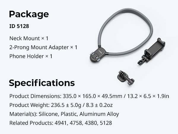 SmallRig Magnetic Neck Mount for Action Cameras & Phones, for iphone17 Pro/MAX,Comfortable POV Shooting Support with Universal 2-Prong Adapter and Phone Holder, 5128