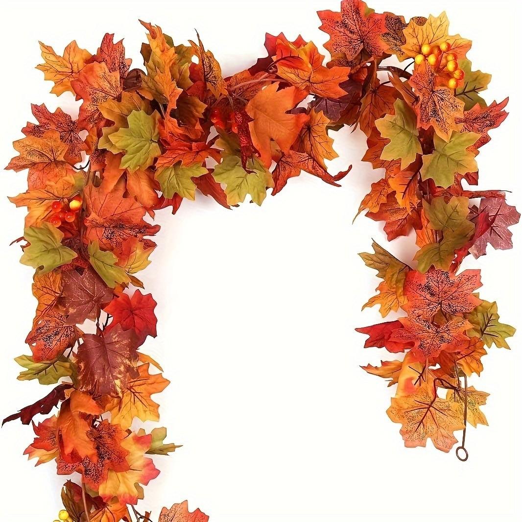 4pcs Artificial Maple Leaf Vines, Realistic Fall Colors, Durable Plastic Hanging Decor, Perfect for Thanksgiving, Halloween, Weddings, Indoor/outdoor Decor