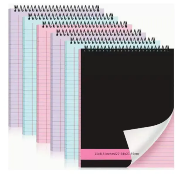 6-Pack Spiral Notebooks, College Ruled, Plastic Hardcover, 6 Bright Pastel Colors Wirebound Subject Pads for Camping & Hiking Trip Notes, Outdoor Activity Planning
