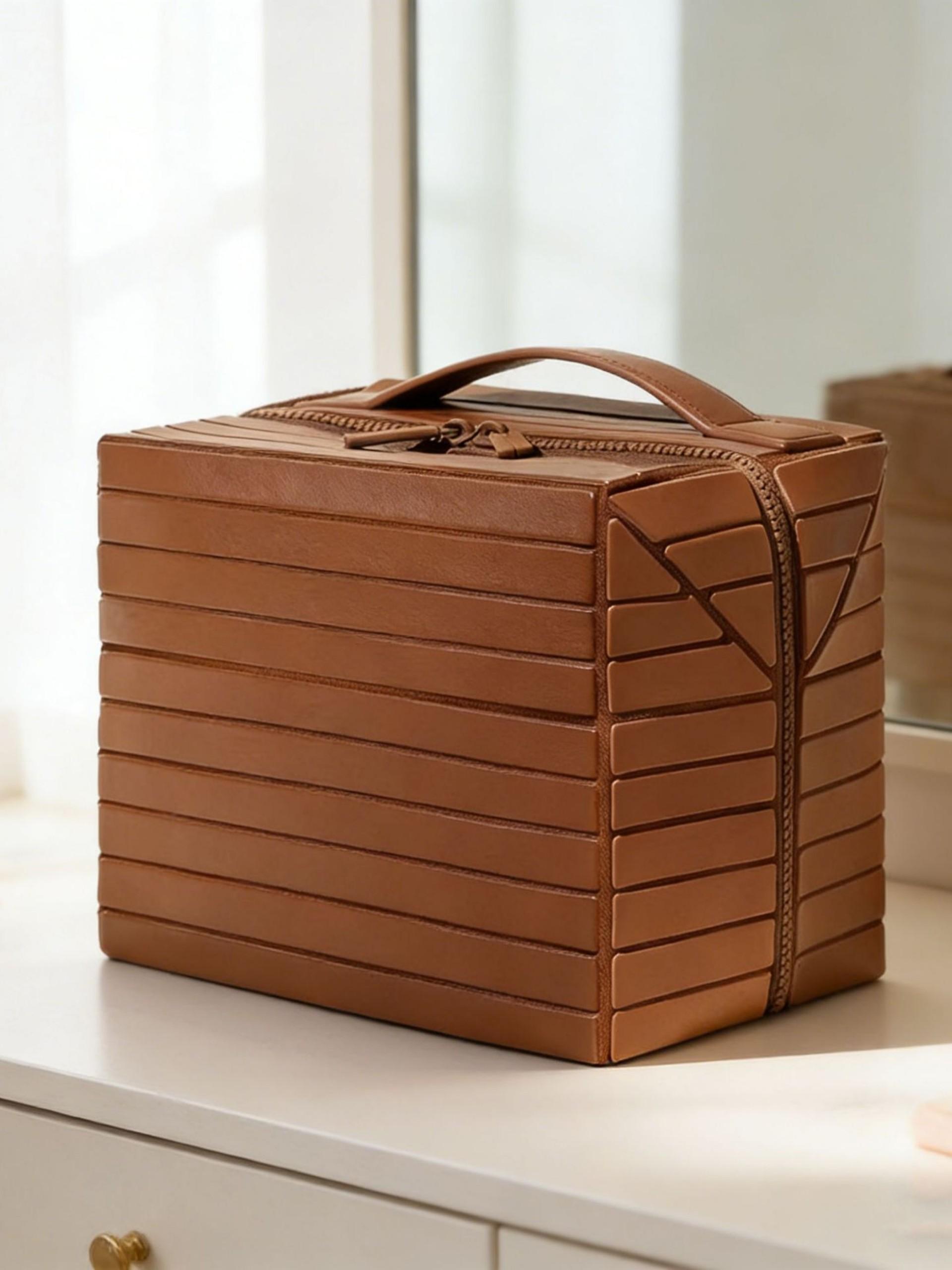 2026 New Geometric Diamond Pattern Makeup Bag, Foldable Large Capacity Divided Portable Cosmetic Storage Bag, Travel Wash Bag