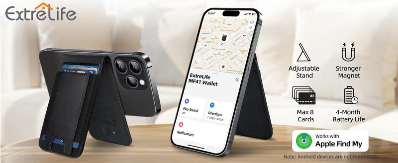 Magnetic Wallet for iPhone 16/15/14/13/12 with 3 Card Slots, Magnetic Wallet, Phone Wallet & Adjustable Stand, Black，find my Shockproof Cellphone Smartphone 【Christmas】