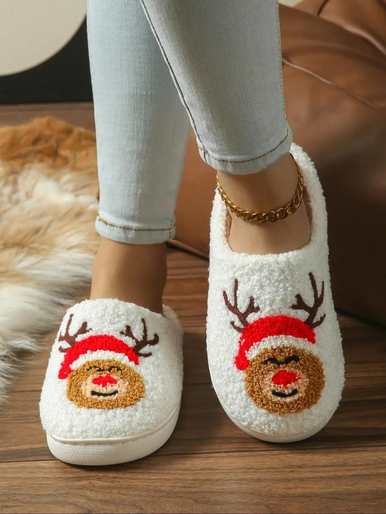 Women's Cute Cartoon Chicken Design Plush Slippers, Casual Soft Comfortable Home Slippers, Warm Slippers for Indoor & Outdoor Use for Fall & Winter, House Slippers