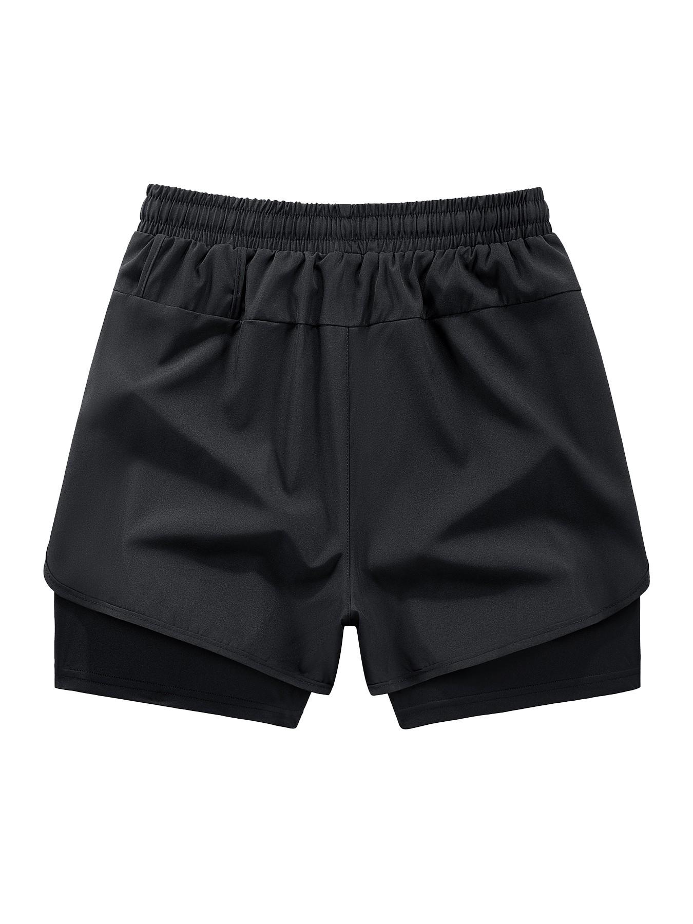 Men's Sporty Loose-Fitting Shorts, Summer New Design, Ideal for Fitness and Marathon Training, Dual-Layer Lining, Pocketed, Elastic Waist
