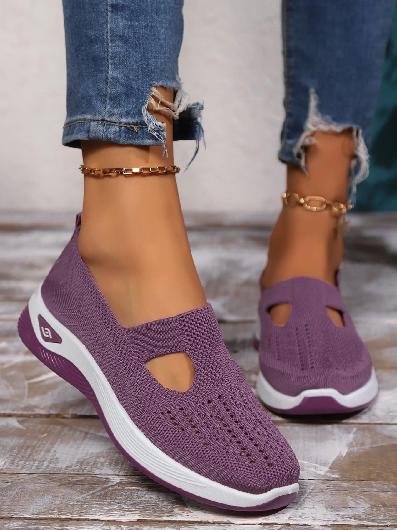 Women's casual lightweight knitted breathable sneakers, Versatile walking shoes, comfortable shoes for spring and autumn, comfortable and breathable walking shoes, suitable for daily leisure and commuting to work and school, Lightweight Comfy Shoes