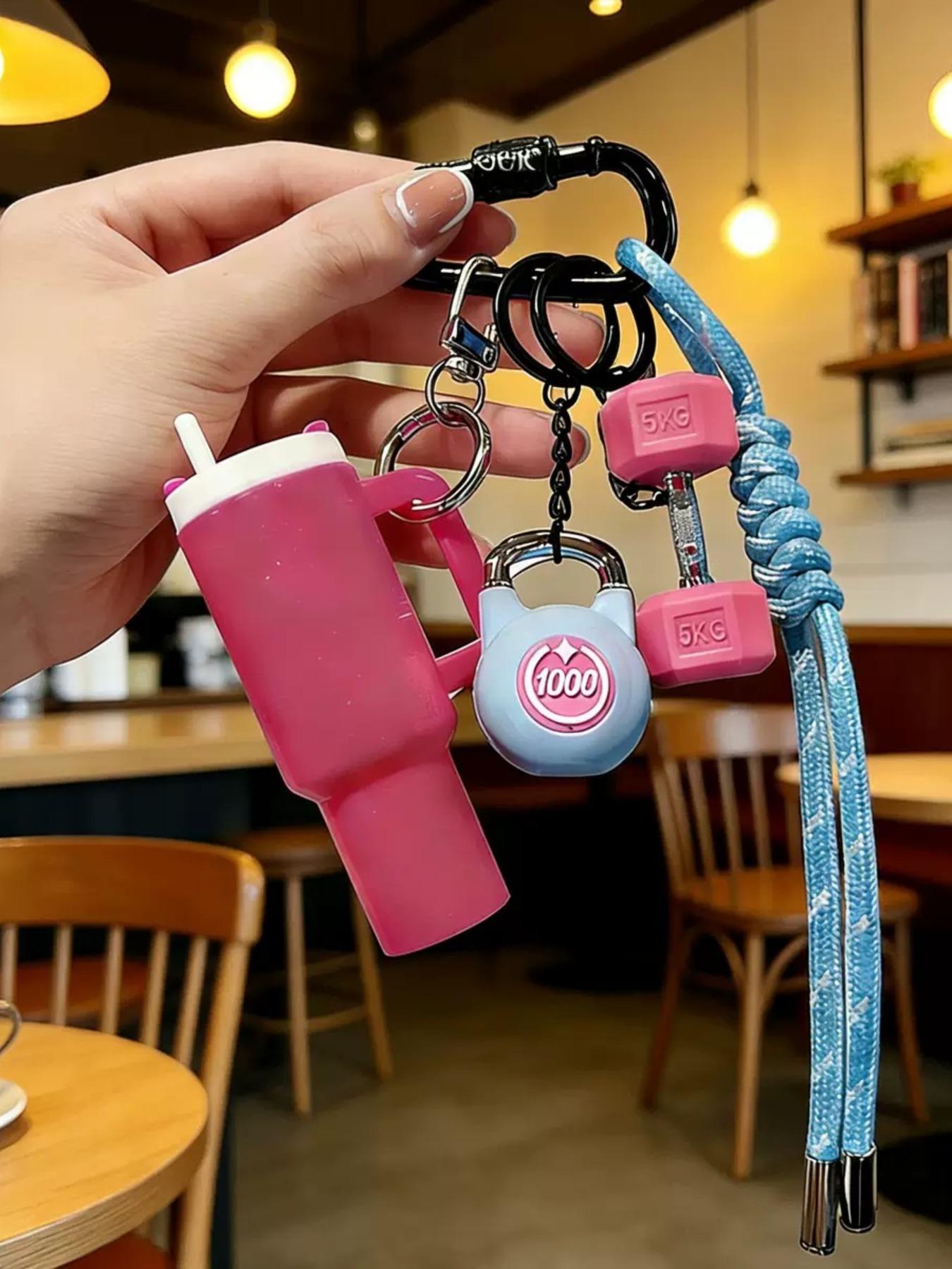 Creative Design Sports Water Bottle Series, Fitness Accessories, Fashion Keychain, Dumbbell Plate Weight Charm, Backpack Pendant, Perfect Gift for Men and Women