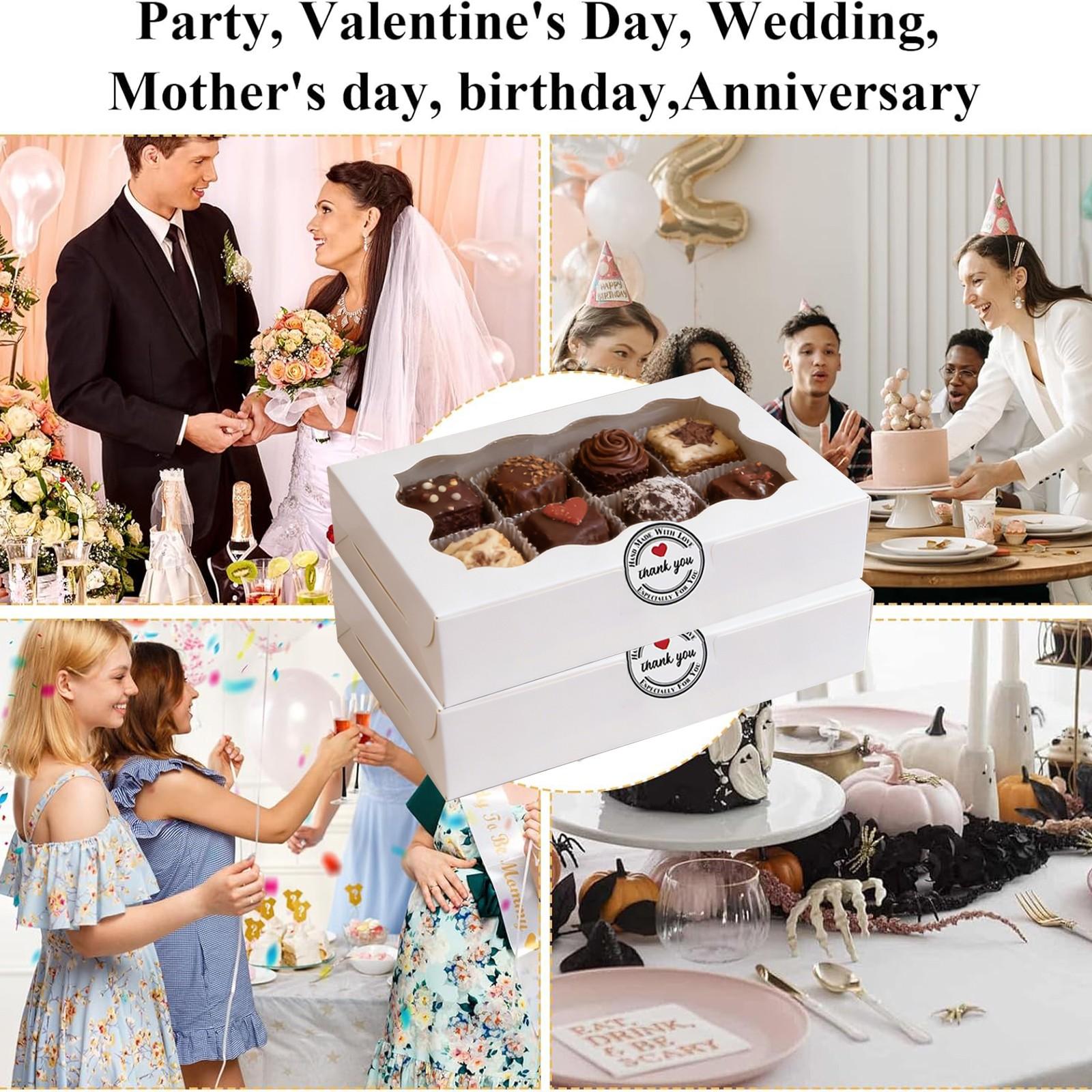 White Cookie Boxwith Window 7.09x4.9x1.75 Inch TwoUses Pastry Biscuit Bakery Box ForPackaging Bakeware