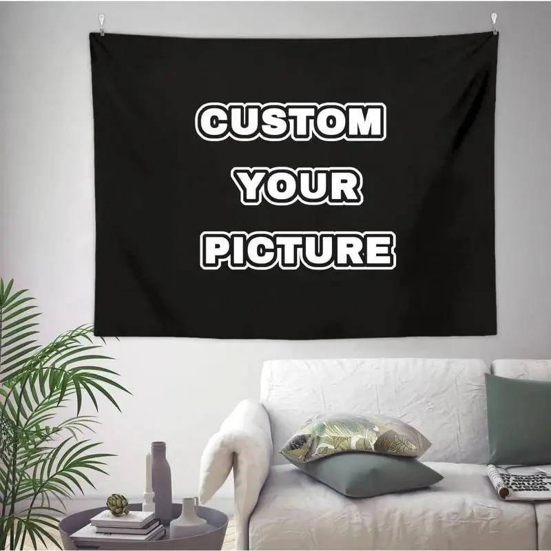 Custom Tapestry Upload Images Banners Personalized Wall Decor Customized Tapestry Flag Poster Banner for Bedroom/Wedding/Birthday Party/Gift Cotton Decorative Decoration Light Linen Print Design Home Goods summervibes