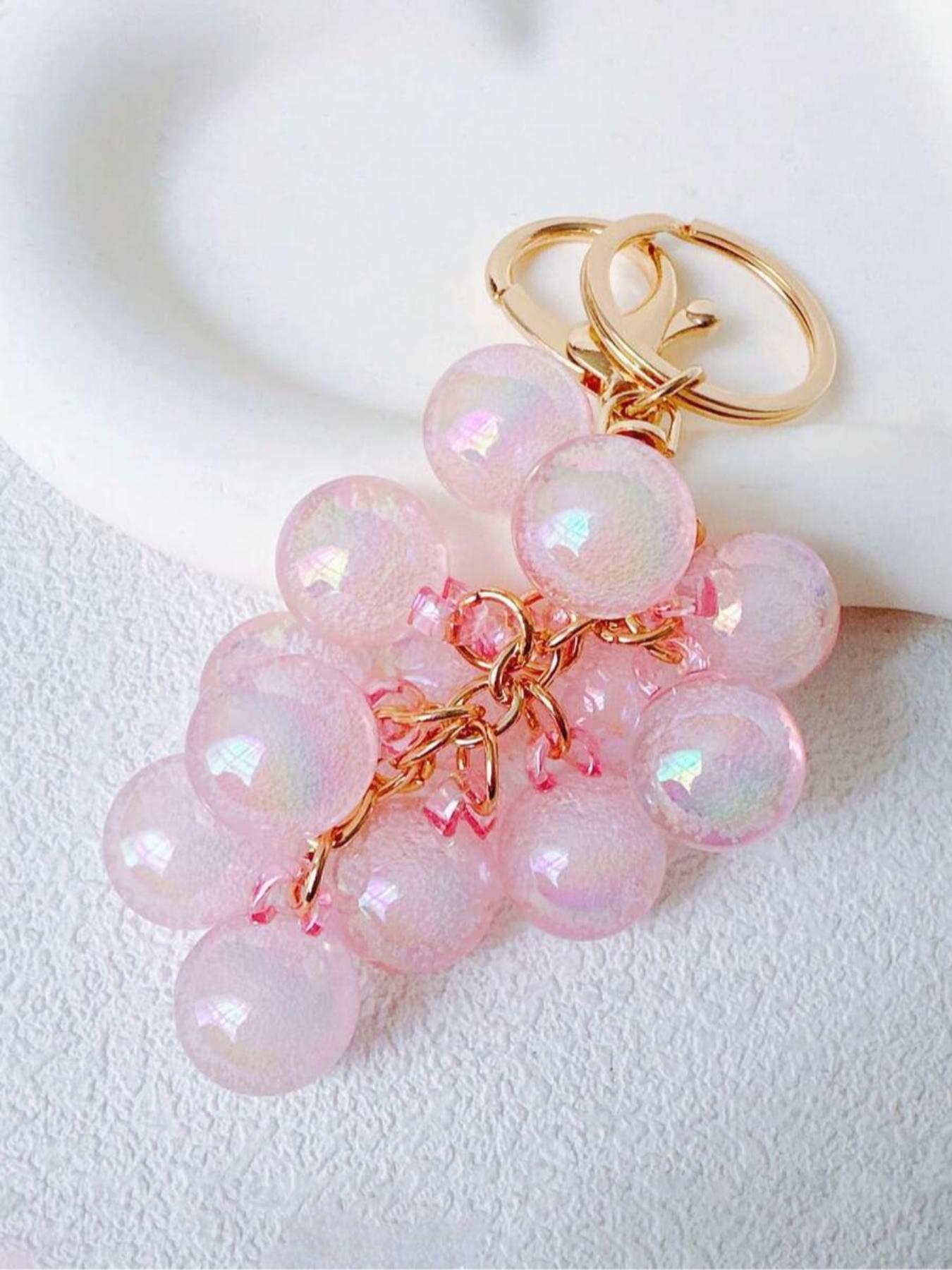 Resin Transparent Beaded Grape Pendant,Grape Keychains Bubble Jelly Grape Cluster Keychains,Decorative Accessories Fruit Grape Bag Chain Pendant Amethyst Grape Charms Schoolbag Decoration Backpack Keychain Gift, Keychain for bags